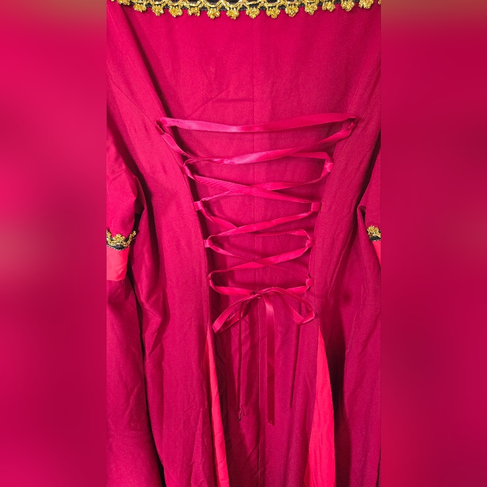 Renaissance Medieval Cosplay Red Dress Costume Size XL - Picture 3 of 7